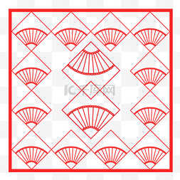 红色大气商务风图片_中国风扇形大红装饰边框图