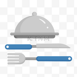 蓝色餐具图片_手绘蓝色餐具