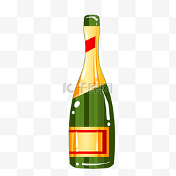 绿色手绘酒瓶图片_庆祝庆典香槟插画