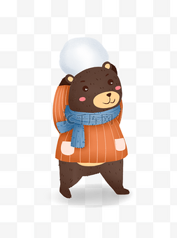 手绘棕色熊设计图片_手绘棕色小熊元素