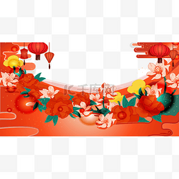 2019年复古珊瑚红春节海报边框