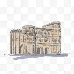 格拉纳达建筑图片_黄色的尼格拉城门插画