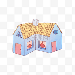 黄色屋顶房屋插画