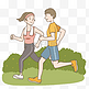 春天运动的人跑步手绘插画免抠元素下载