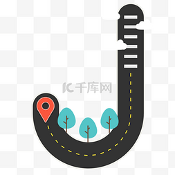 公路绿植图片_英文字母J型黑色黄底马路斑马线