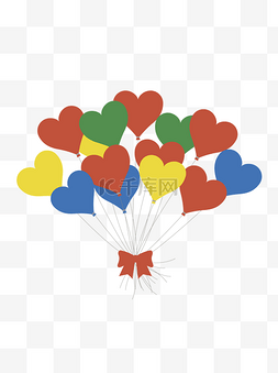 彩色漂浮气球图片_彩色爱心漂浮气球矢量可商用元素