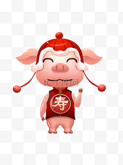猪立体图片_2019猪年新年3D风卡通祝福猪