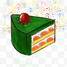 绿色配红色图片_抹茶小蛋糕PNG元素