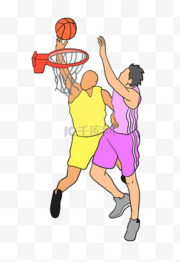 灌篮海报图片_打篮球的男孩插画
