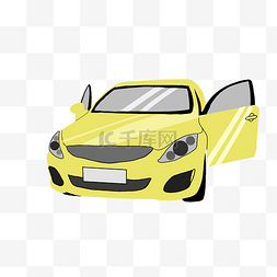 卡通汽车黄色图片_卡通黄色轿车插画