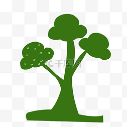 绿色的圆形树装饰剪影