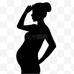 怀孕矢量图图片_手放在额头上的孕妇剪影