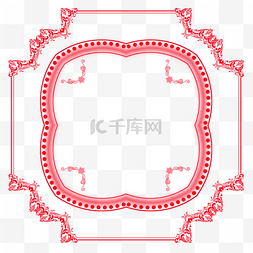 中国传统相框图片_红色古风花纹花边边框元素