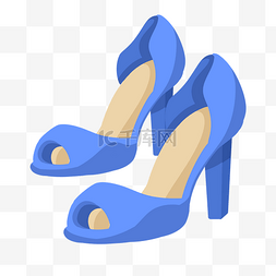 蓝色的凉鞋手绘插画