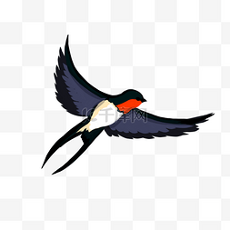 春天扁平卡通飞翔的燕子装饰图案