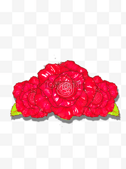 手绘玫瑰花装饰样式透明底可商用