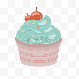 奶油蛋糕装饰插画图片_樱桃蛋糕装饰插画