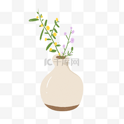 花瓶手绘图片_手绘卡通插花花瓶