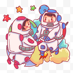 宇宙图片_牵着手的宇航员宇宙