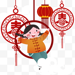 小女孩荡秋千图片_新年荡秋千的小女孩