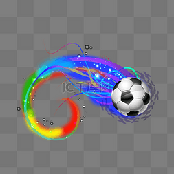 酷炫彩虹素材图片_拖着彩虹尾巴的足球矢量免抠图