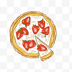 手绘小清新食物卡通插画草莓蛋糕
