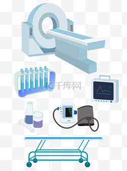 蓝色医疗设备器械扁平风卡通