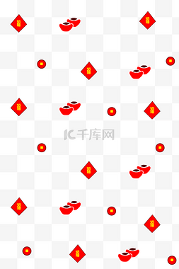 中国红色喜庆背景图片_手绘新年元宝背景