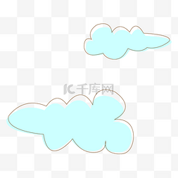 手绘蓝色白云图片_卡通手绘蓝色扁平化云朵