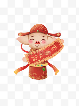 2019春节猪年商用手绘喜庆可爱插
