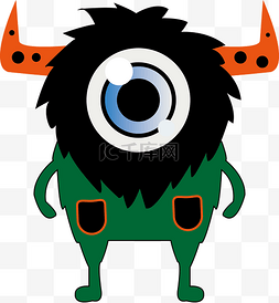 绿色小怪兽图片_卡通绿色独眼小怪物矢量素材