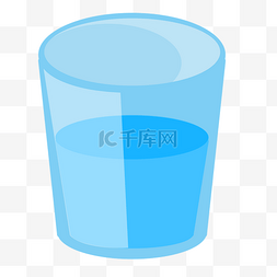水杯溢出水图片_蓝色水杯插画
