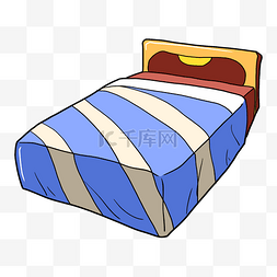 躺床上看手机卡通图片_手绘卡通彩色床插画
