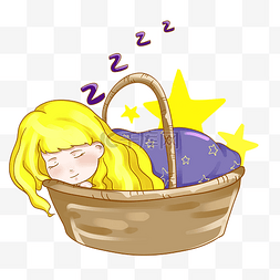 世界睡眠日睡在摇篮里的小女孩PNG