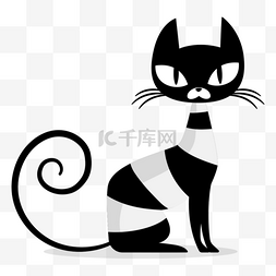 黑白猫咪图片_卡通手绘黑白猫咪PNG素材