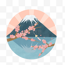春天日本富士山樱花风铃粉色装饰
