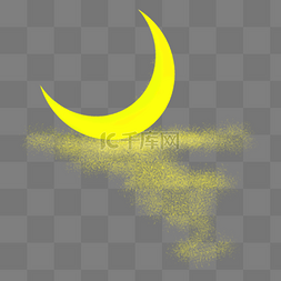 黄色倒影图片_黄色弯曲月亮元素