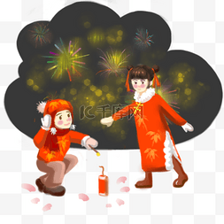 新年暖色系风男女新年点