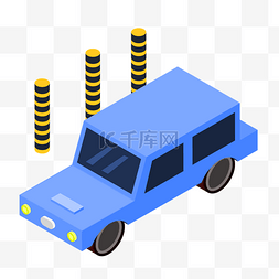 交通便利插画图片_蓝色的交通小汽车