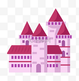 卡通粉色建筑插画图片_梦幻粉色城堡插画
