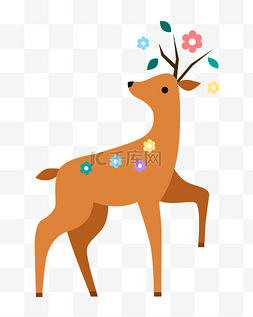 卡通动物圣诞动物图片_矢量卡通褐色麋鹿