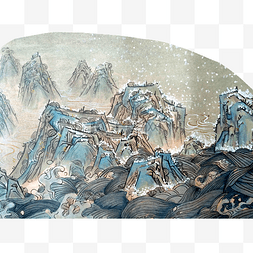 中国风水墨写意山水图片_国画水墨山水雪景PNG