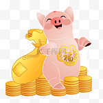 猪年粉色猪猪背钱袋