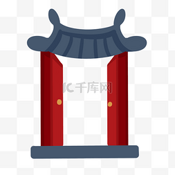 古代建筑门图片_手绘敞开的门插画