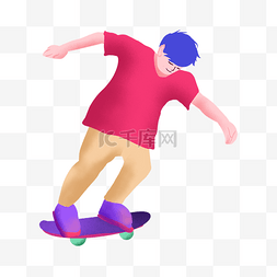 小孩滑板图片_移动中划滑板的小孩