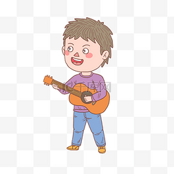 弹吉他男孩卡通图片_卡通手绘人物吉他少年