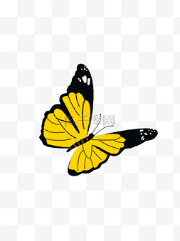 一只黄色飞舞的蝴蝶卡通元素