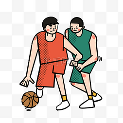 玫红色连衣裙图片_卡通矢量免抠扁平可爱打篮球的男