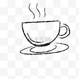 奶茶杯子手绘图片_手绘黑色线条热茶杯