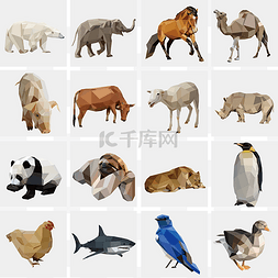 企鹅动物图片_动物几何切割装饰图